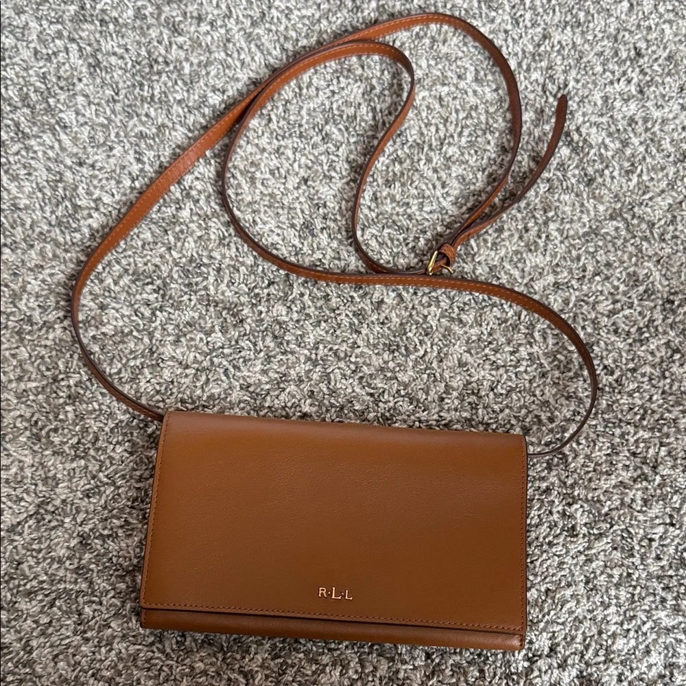 Ralph Lauren Brown Leather Crossbody Bag - Picture 1 of 6